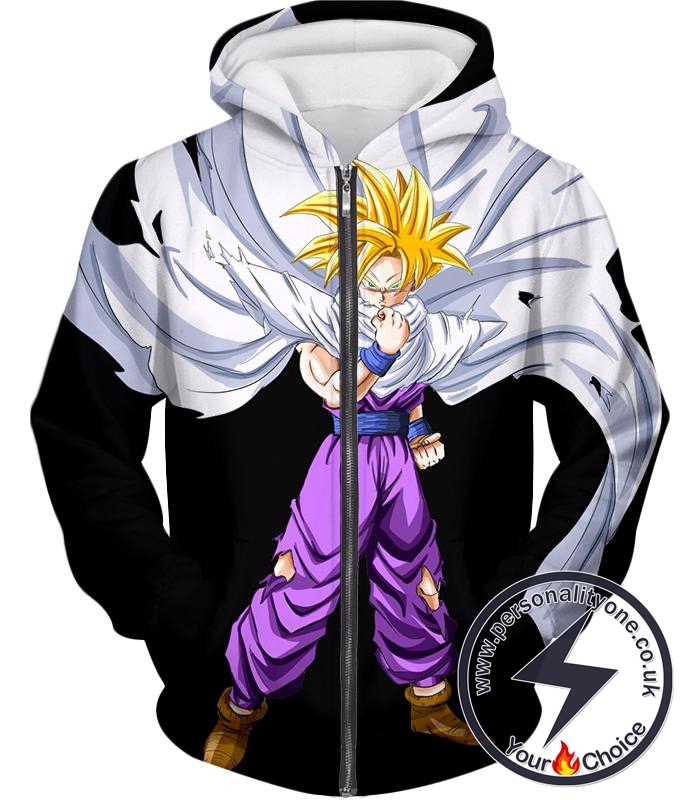 Dragon Ball Super Extremely Cool Gohan Full Super Saiyan Awesome Promo Black Zip Up Hoodie